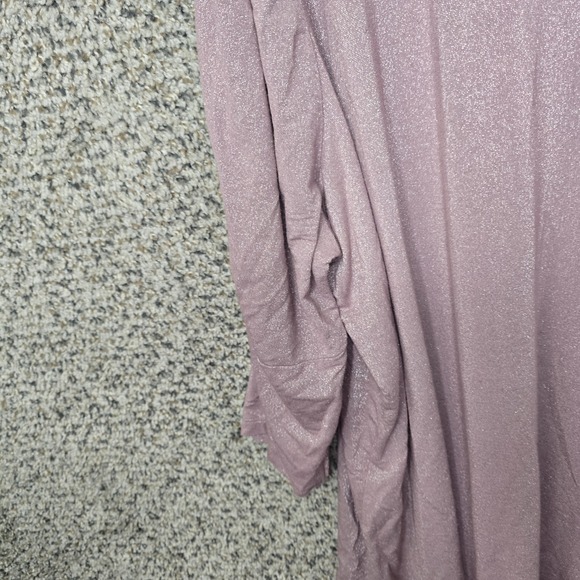 Lane Bryant Top Womens Plus 26/28 Purple Shimmer Scoop Neck Ruched Sleeve Tee - Picture 3 of 7